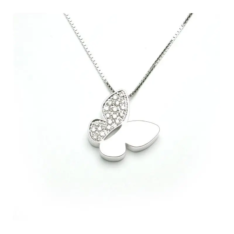 Collierino In Oro Bianco Con Diamante - Farfalle Textures - Salvini