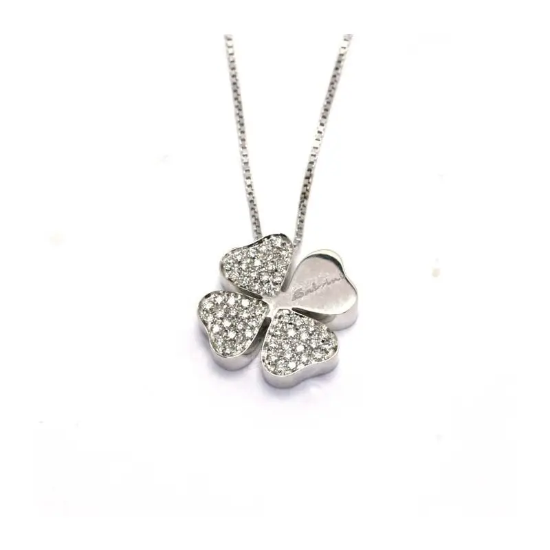 Collierino In Oro Bianco Con Diamante - Quadrifoglio S - Salvini