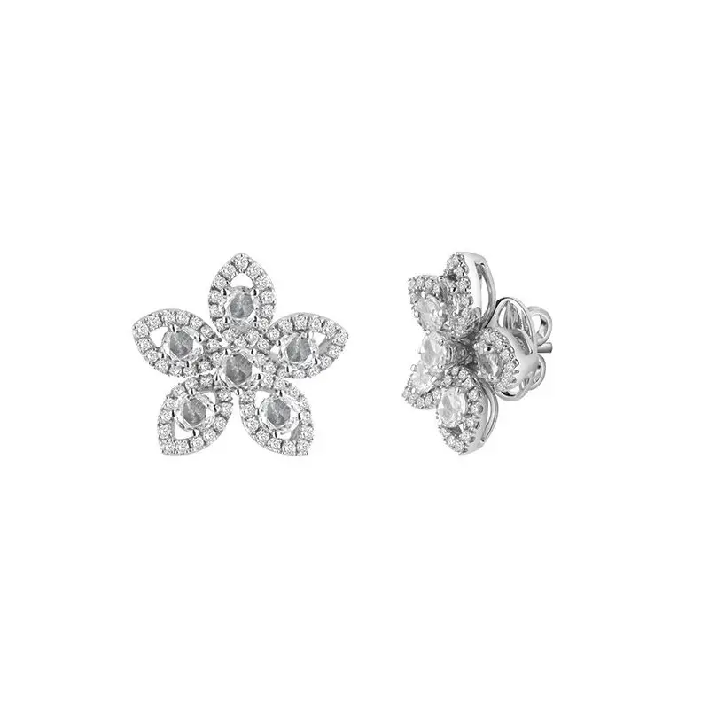 Orecchini In Oro Bianco Con Diamante - Flora S - Salvini