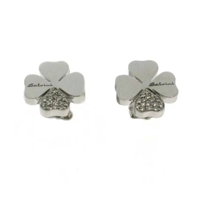 Orecchini In Oro Bianco Con Diamante - Quadrifoglio S - Salvini