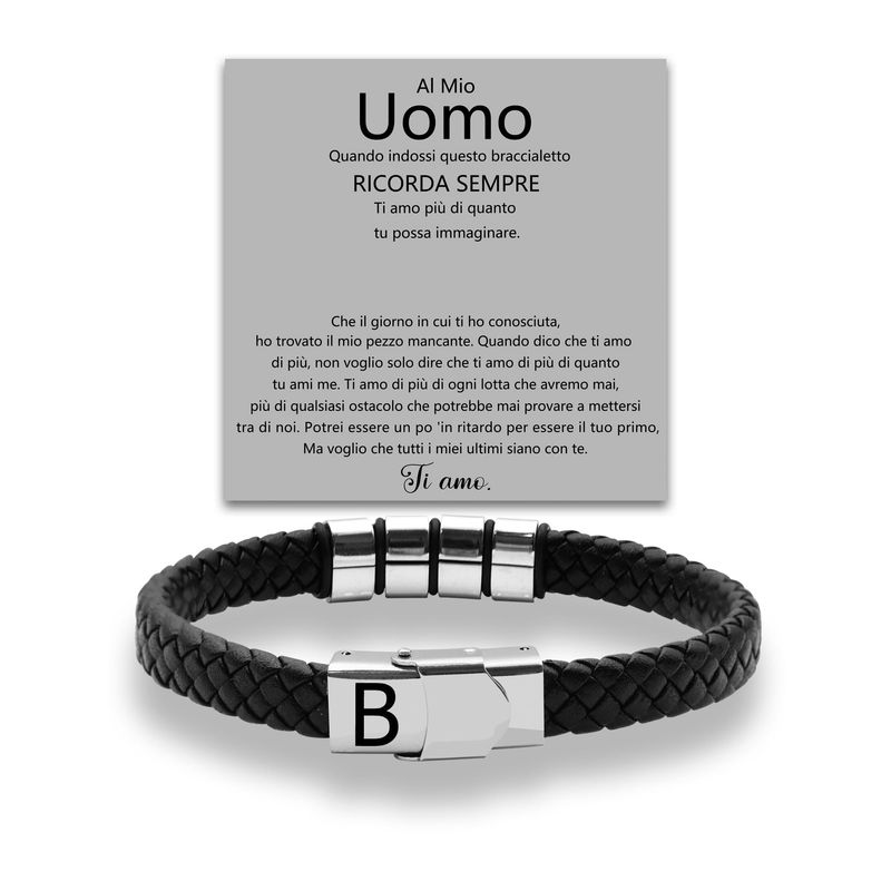 SAMINO Bracciale Uomo Nero Acciaio Inox