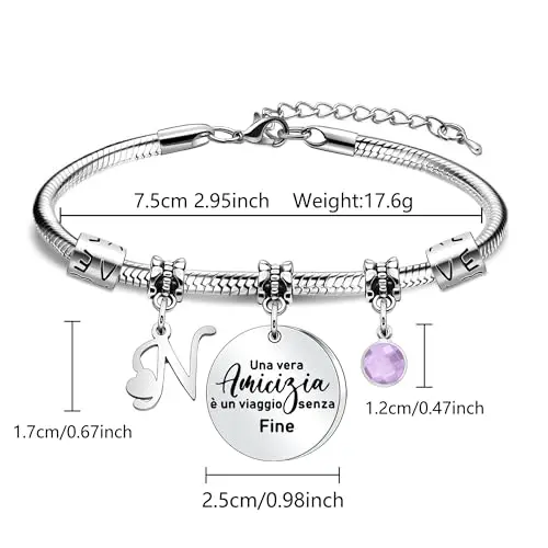 SAMORION Bracciale Amicizia 26 Lettere - Regalo Migliore Amica Compleanno Natale miniatura 2