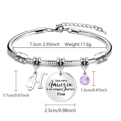 SAMORION Bracciale Amicizia per Donne con 26 Lettere - Regalo Migliore Amica per Compleanno e Natale miniatura 2