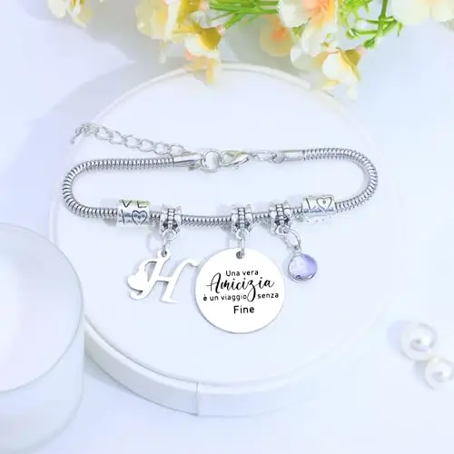 SAMORION Bracciale Amicizia per Donne con 26 Lettere - Regalo Migliore Amica per Compleanno e Natale miniatura 3