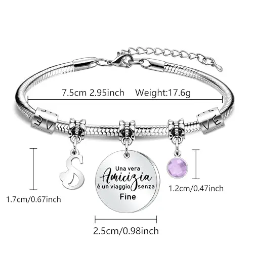 SAMORION Bracciale Regalo per Amica Speciale - 26 Lettere, Idee Regali Amicizia per Donne, Compleanno, Natale miniatura 2