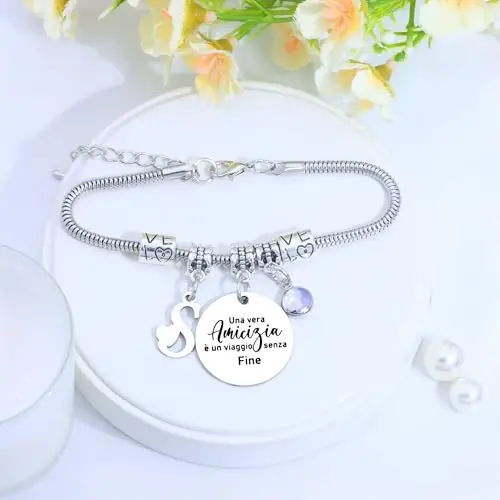 SAMORION Bracciale Regalo per Amica Speciale - 26 Lettere, Idee Regali Amicizia per Donne, Compleanno, Natale miniatura 3