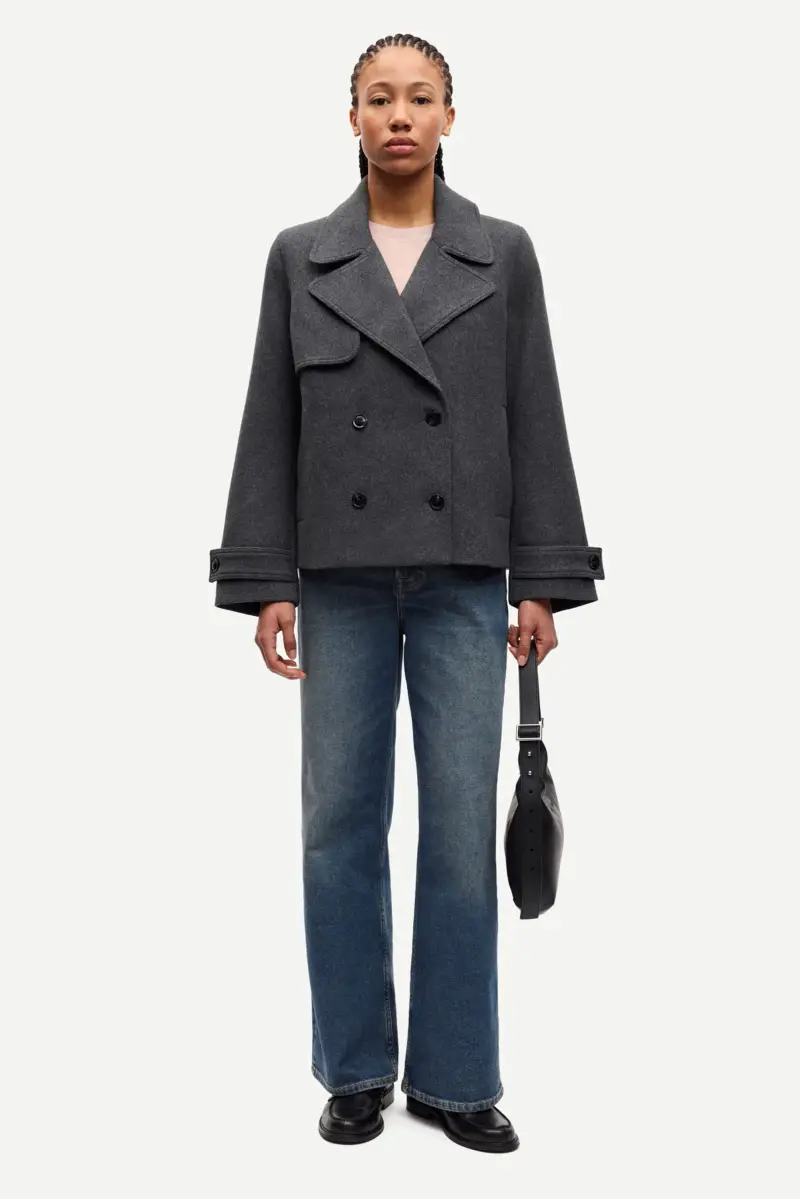 Samsoe Giacca grigia a vestibilità dritta miniatura 2