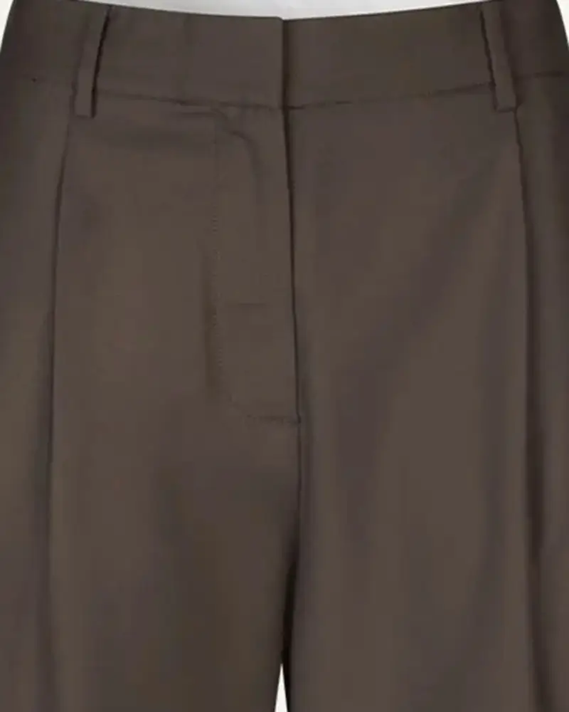 Samsoe Pantaloni dritti marroni con vita elasticizzata miniatura 3