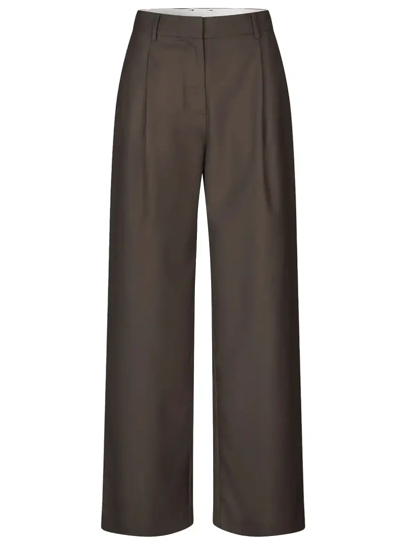 Samsoe Pantaloni dritti marroni con vita elasticizzata