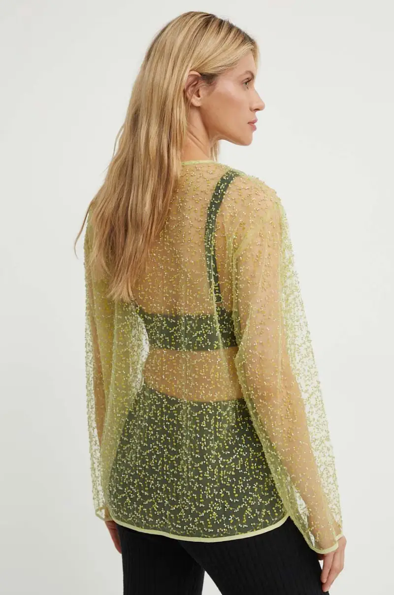 camicetta SAMALLY donna colore verde con applicazione F24200140 miniatura 3