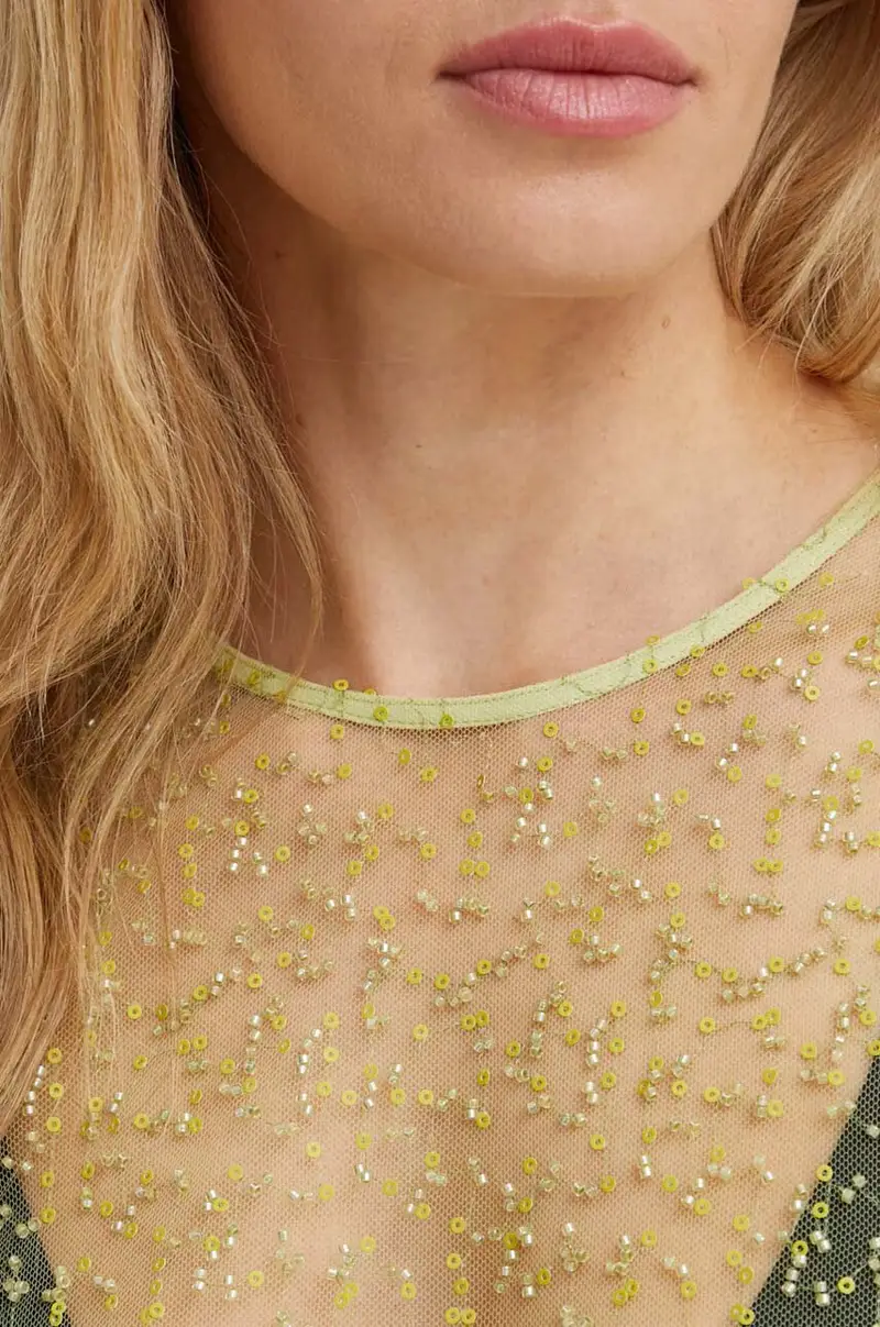 camicetta SAMALLY donna colore verde con applicazione F24200140 miniatura 5