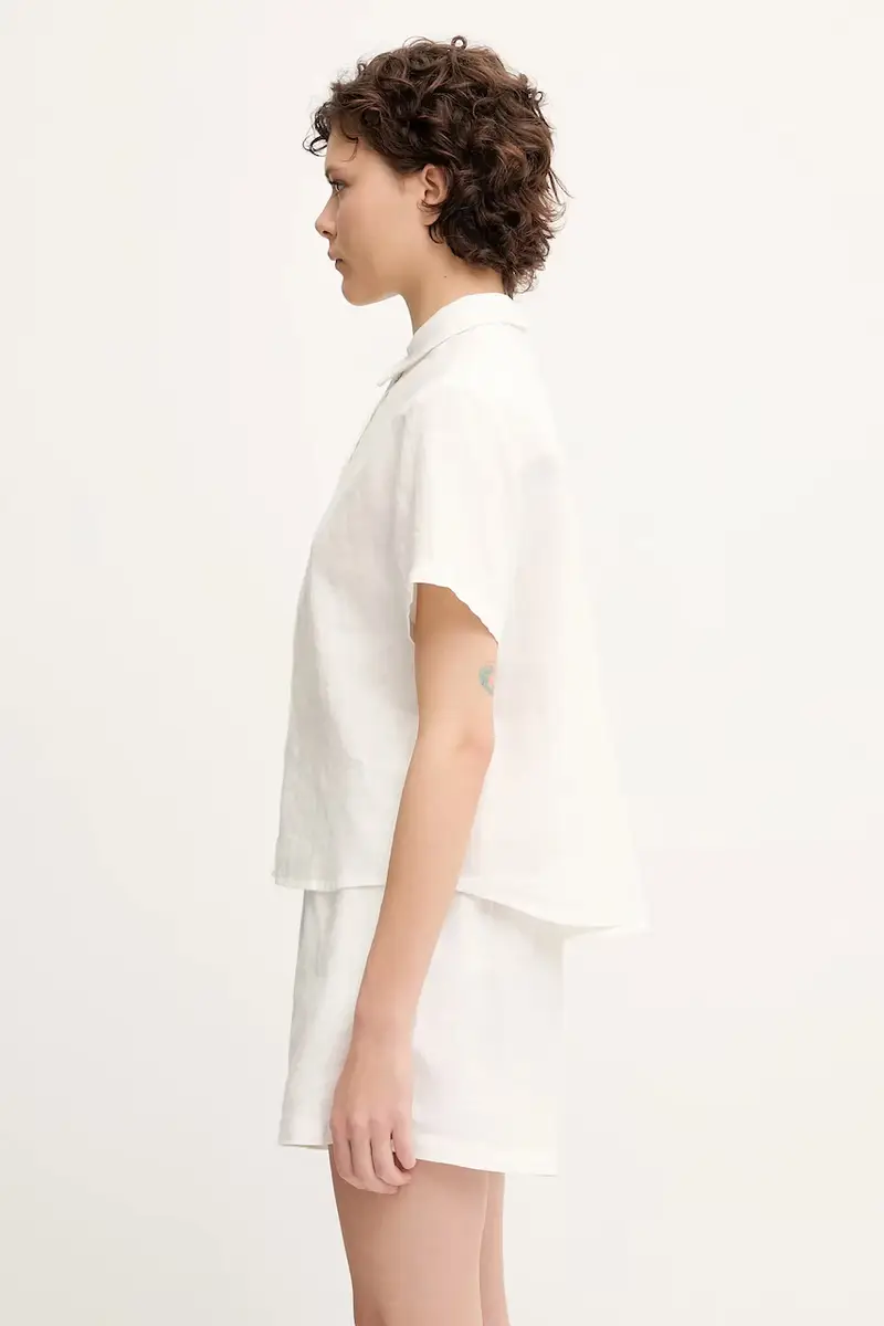 camicia di lino MINA donna colore bianco F23900009 miniatura 2