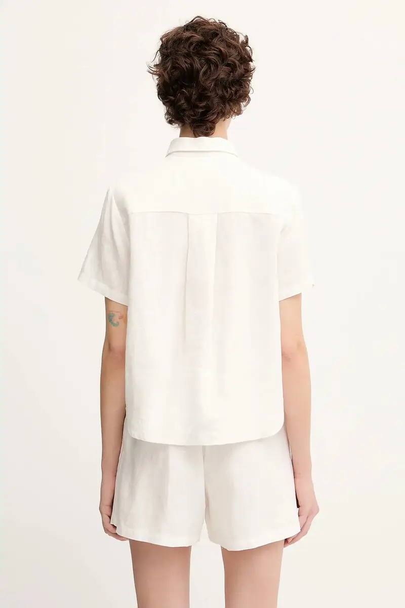 camicia di lino MINA donna colore bianco F23900009 miniatura 3