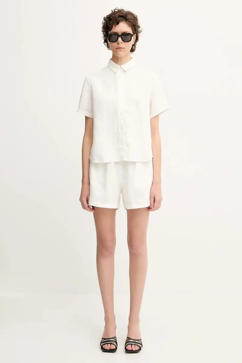 camicia di lino MINA donna colore bianco F23900009 miniatura 5