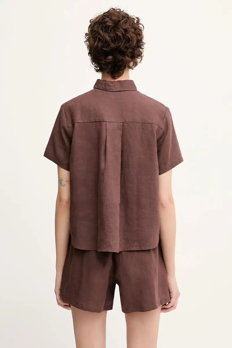 camicia di lino MINA donna colore marrone F23900009 miniatura 3