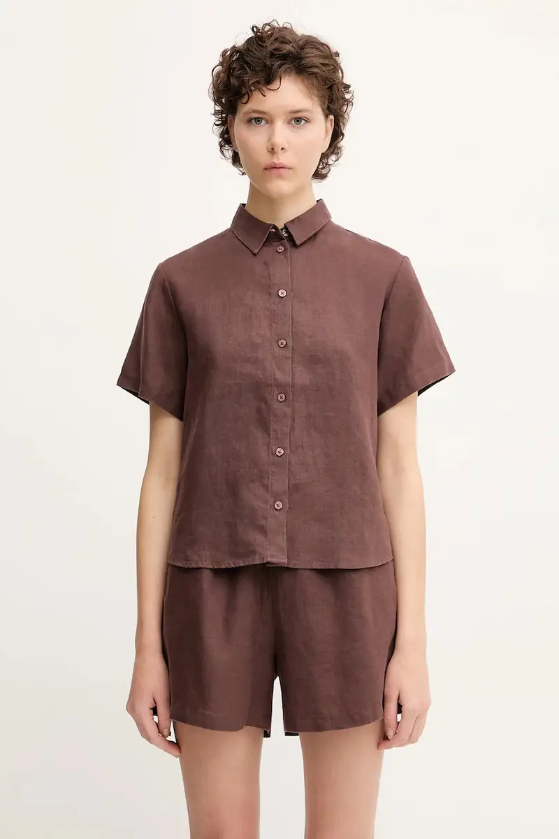 camicia di lino MINA donna colore marrone F23900009