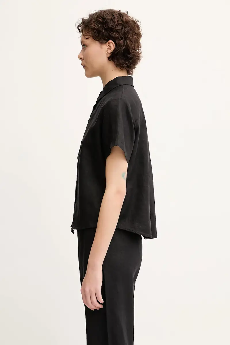 camicia di lino MINA donna colore nero F23900009 miniatura 2