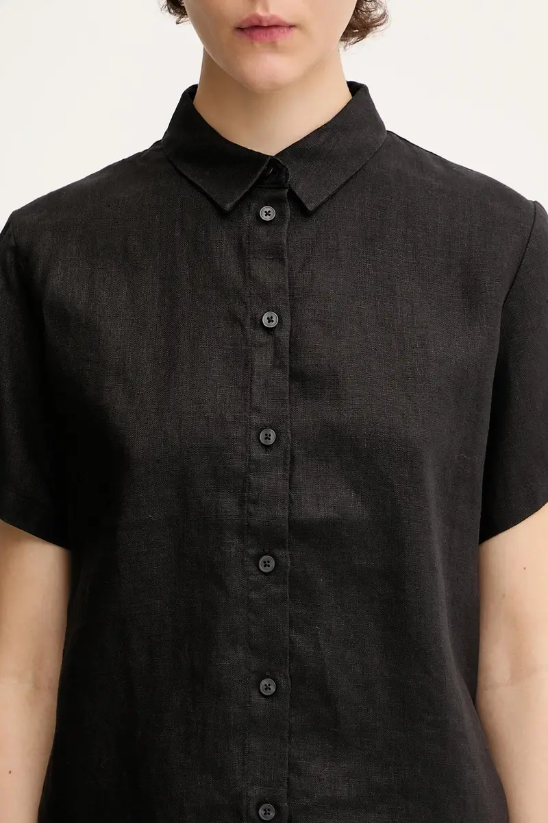 camicia di lino MINA donna colore nero F23900009 miniatura 4