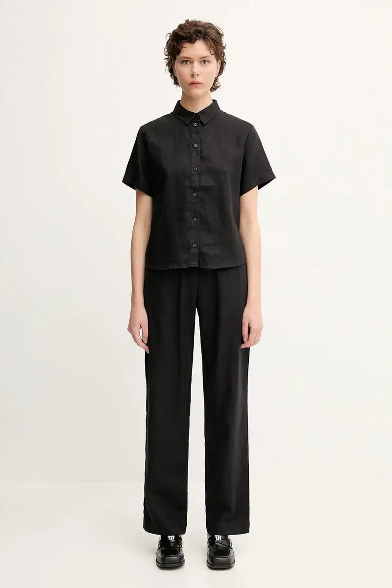 camicia di lino MINA donna colore nero F23900009 miniatura 5