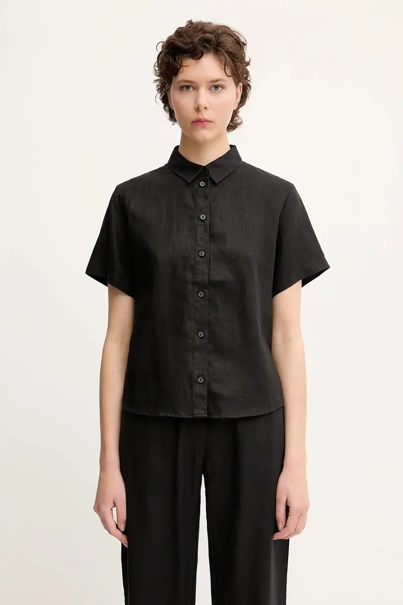 camicia di lino MINA donna colore nero F23900009