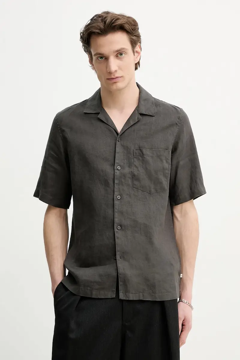 camicia di lino OSCAR uomo colore grigio M23100038