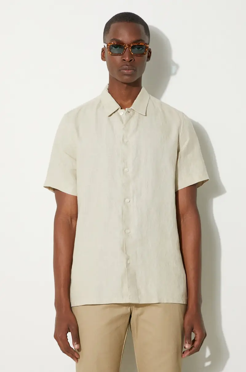 camicia di lino SAAVAN colore beige M24100052