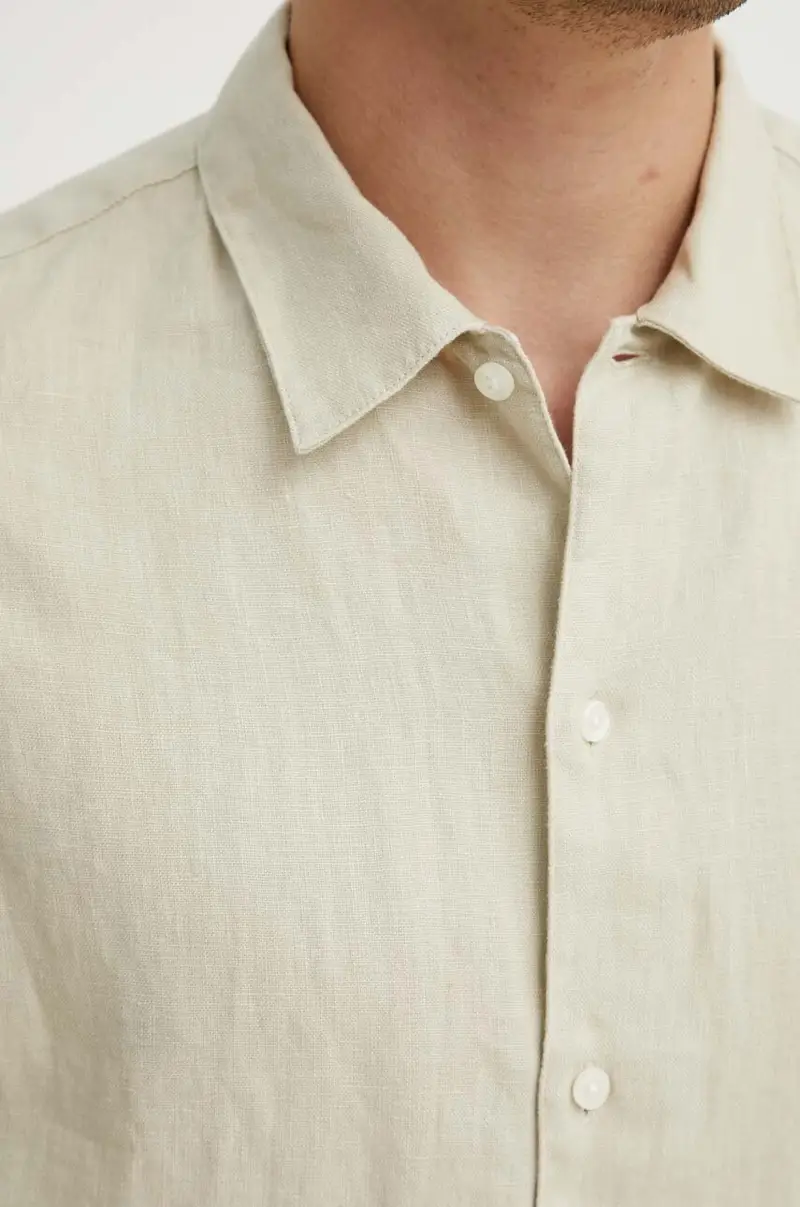 camicia di lino SAAVAN colore beige M24100052 miniatura 2