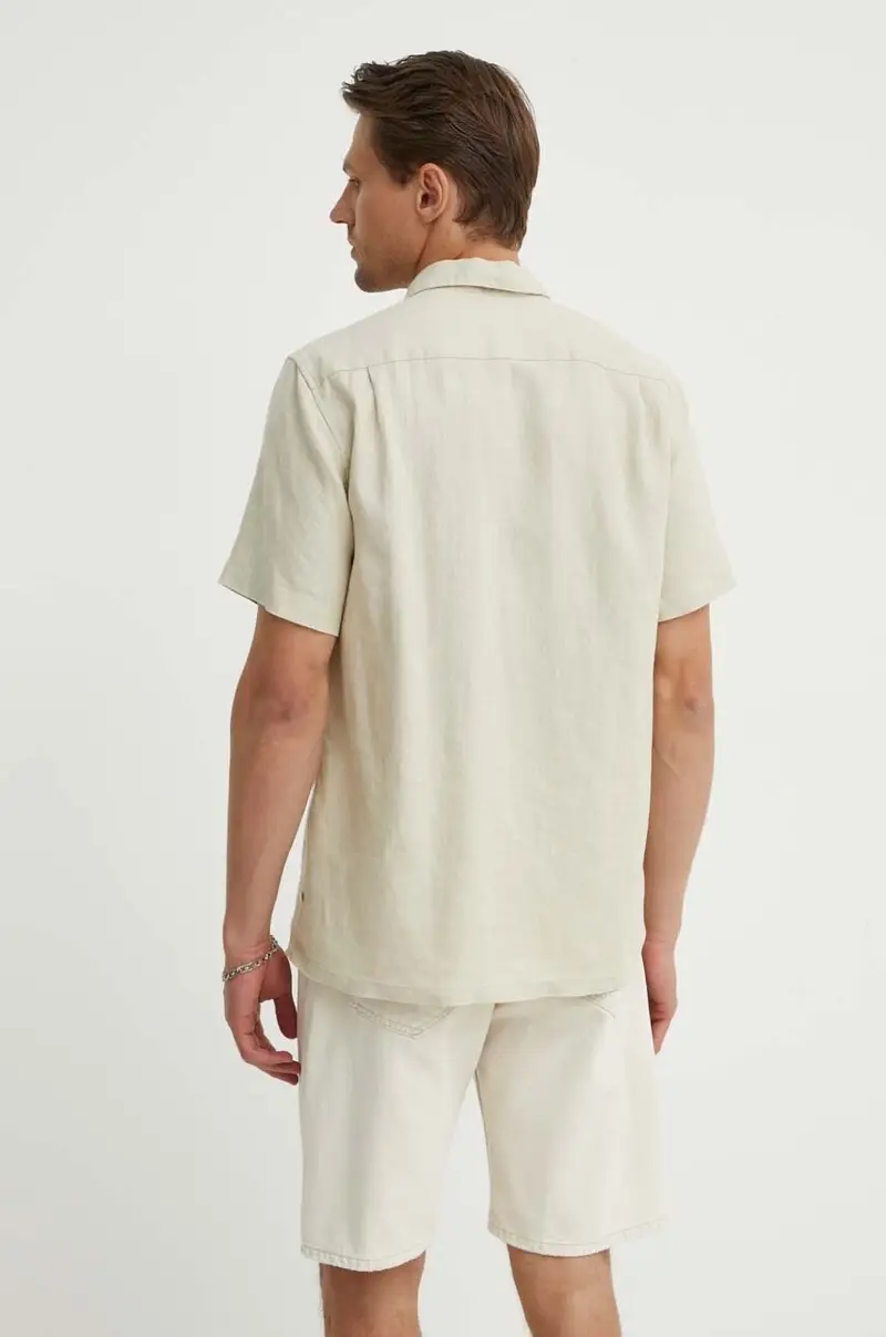 camicia di lino SAAVAN colore beige M24100052 miniatura 4