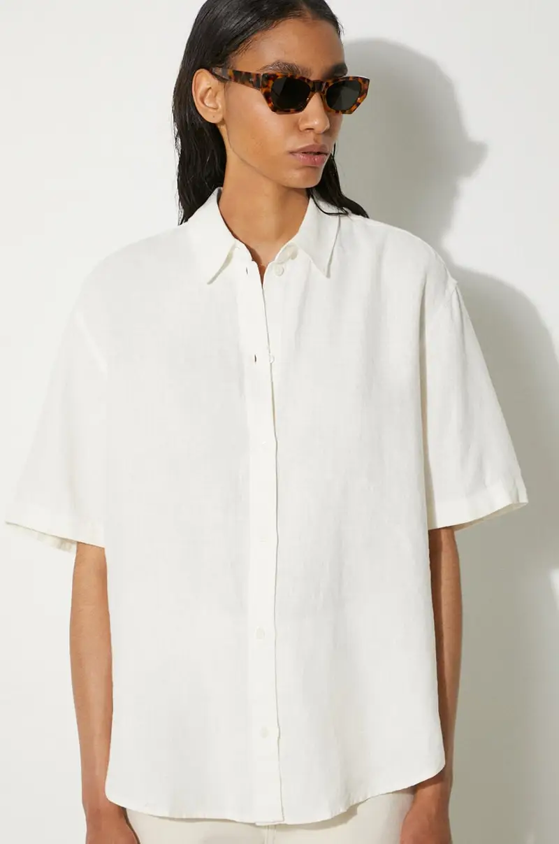 camicia di lino Salarika colore beige F24200081