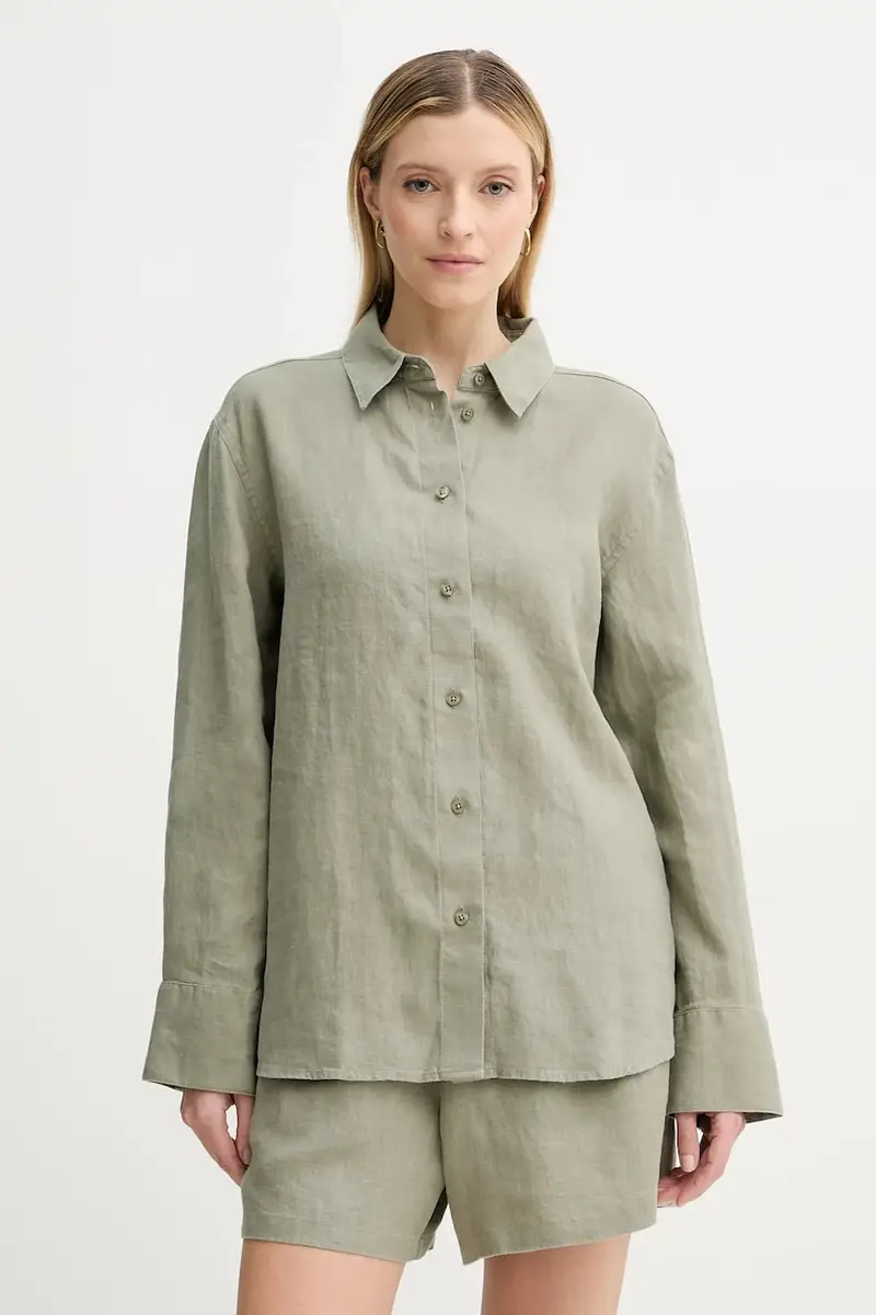 camicia di lino SANOT colore verde F25100015
