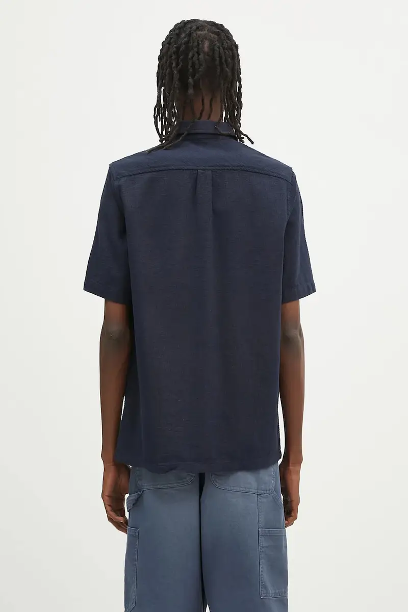 camicia di lino Sataro Blu navy miniatura 3