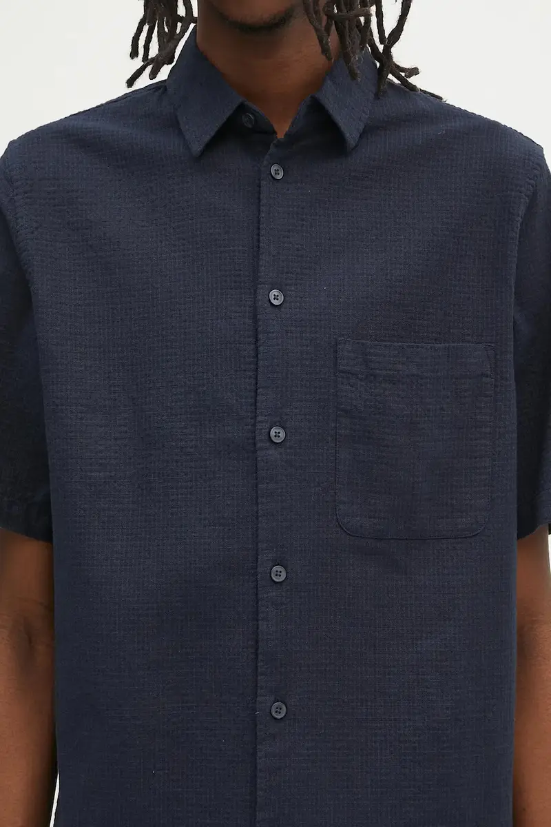 camicia di lino Sataro Blu navy miniatura 4