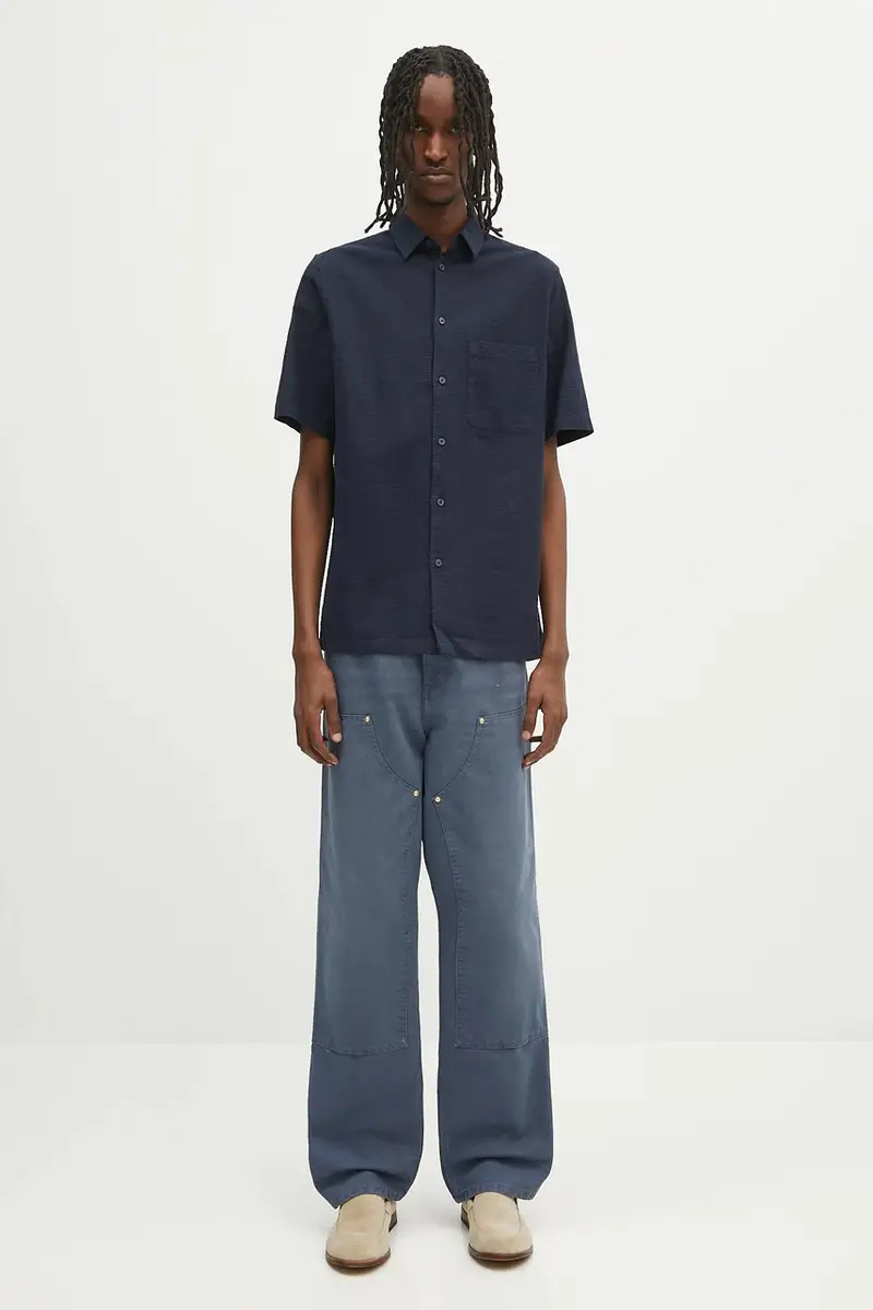 camicia di lino Sataro Blu navy miniatura 5