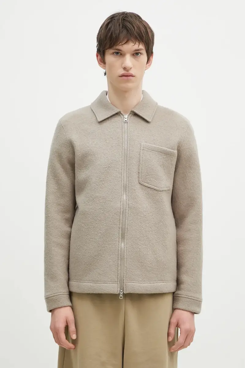 camicia giacca in lana colore beige