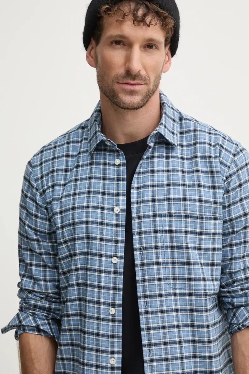 camicia in cotone uomo colore blu M24400039 miniatura 4