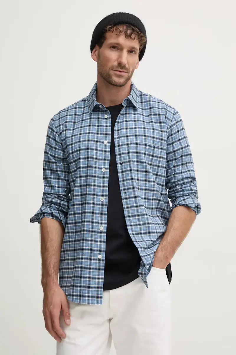 camicia in cotone uomo colore blu M24400039