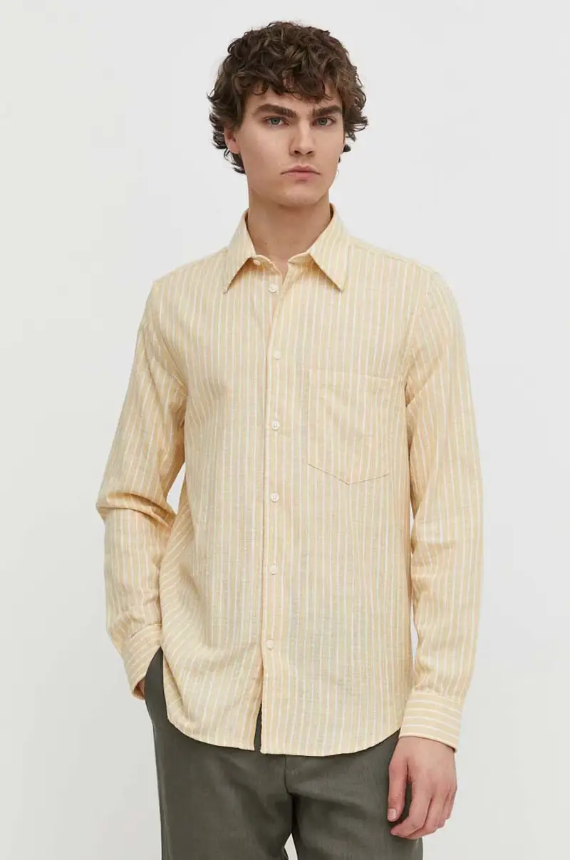 camicia in lino misto LIAM colore giallo M22100012