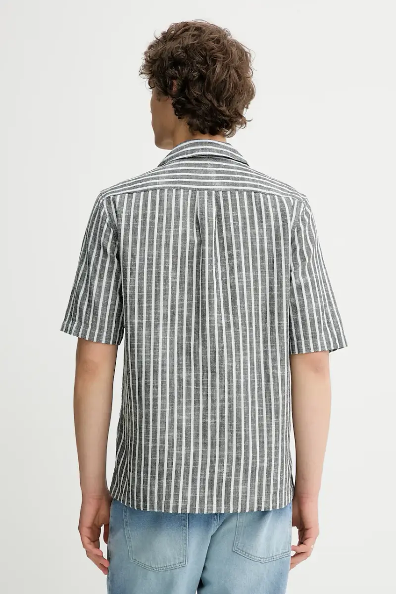 camicia in lino misto SAOSCAR colore blu navy M24200074 Grigio miniatura 3