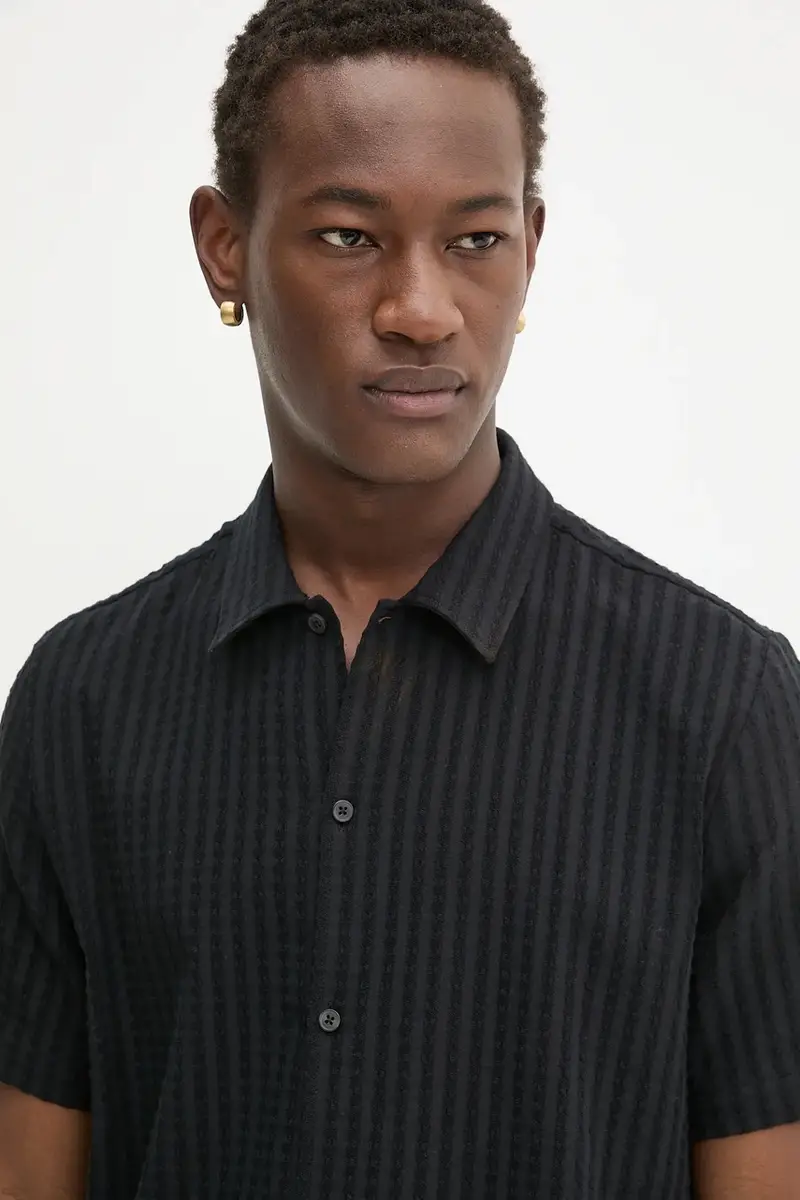 camicia uomo colore beige Nero miniatura 4