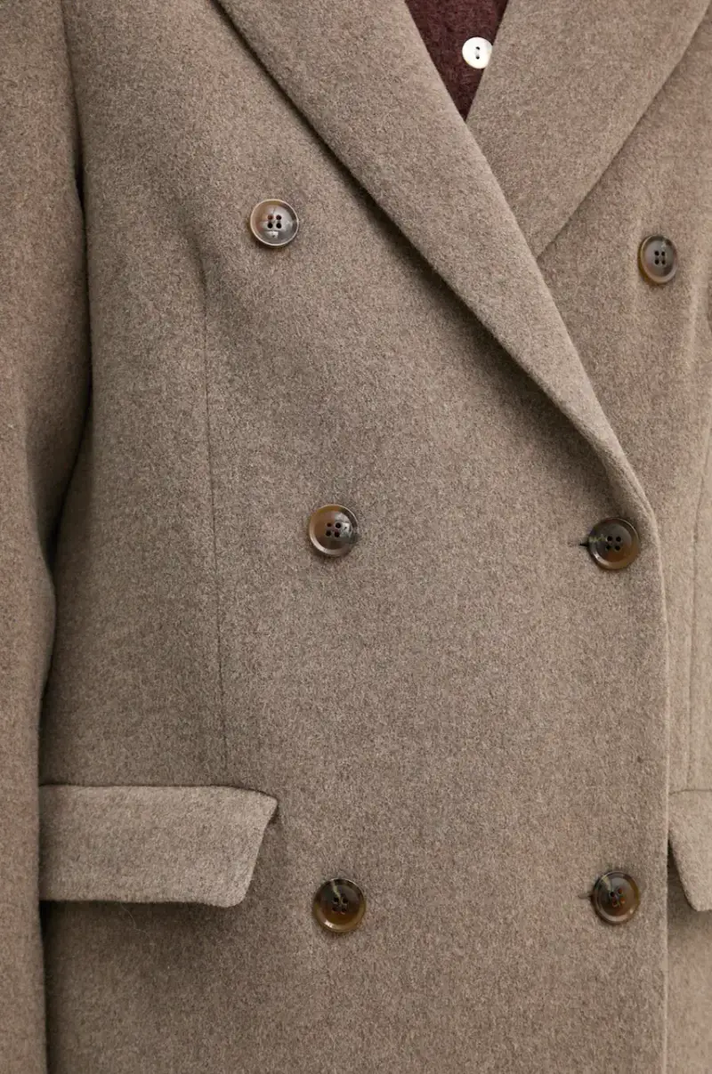 cappotto in lana colore beige miniatura 4