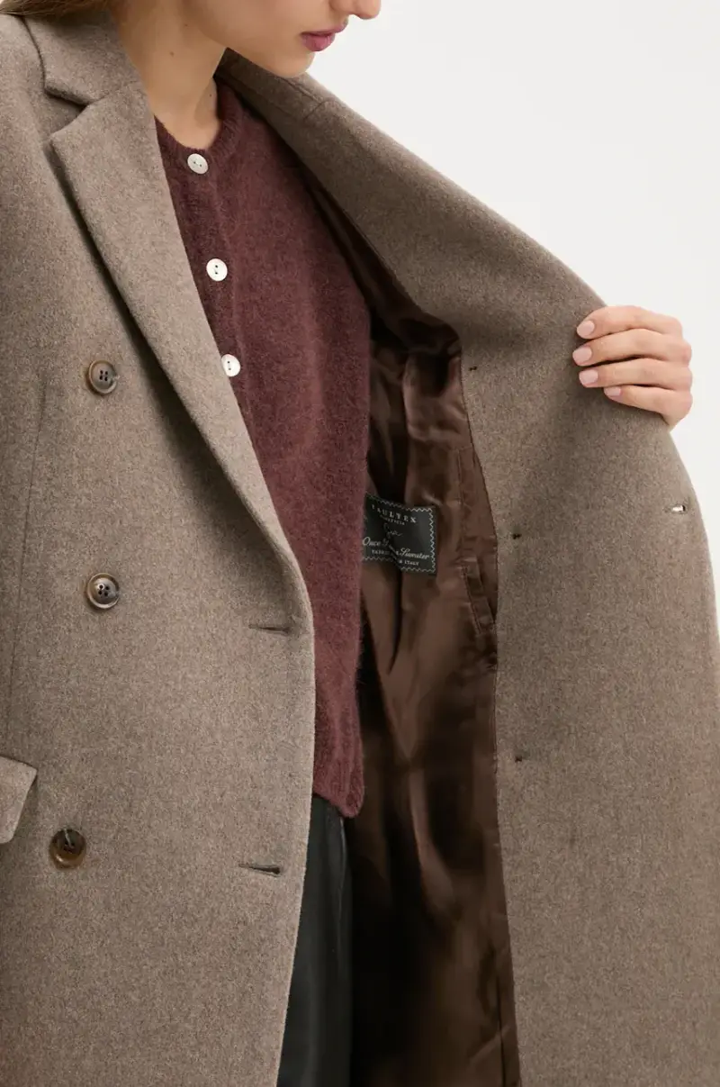 cappotto in lana colore beige miniatura 5