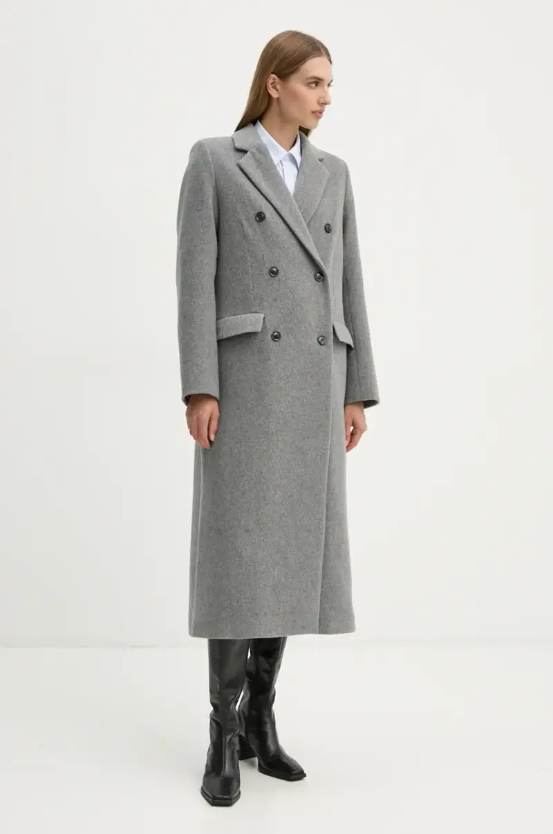 cappotto in lana colore beige Grigio miniatura 4