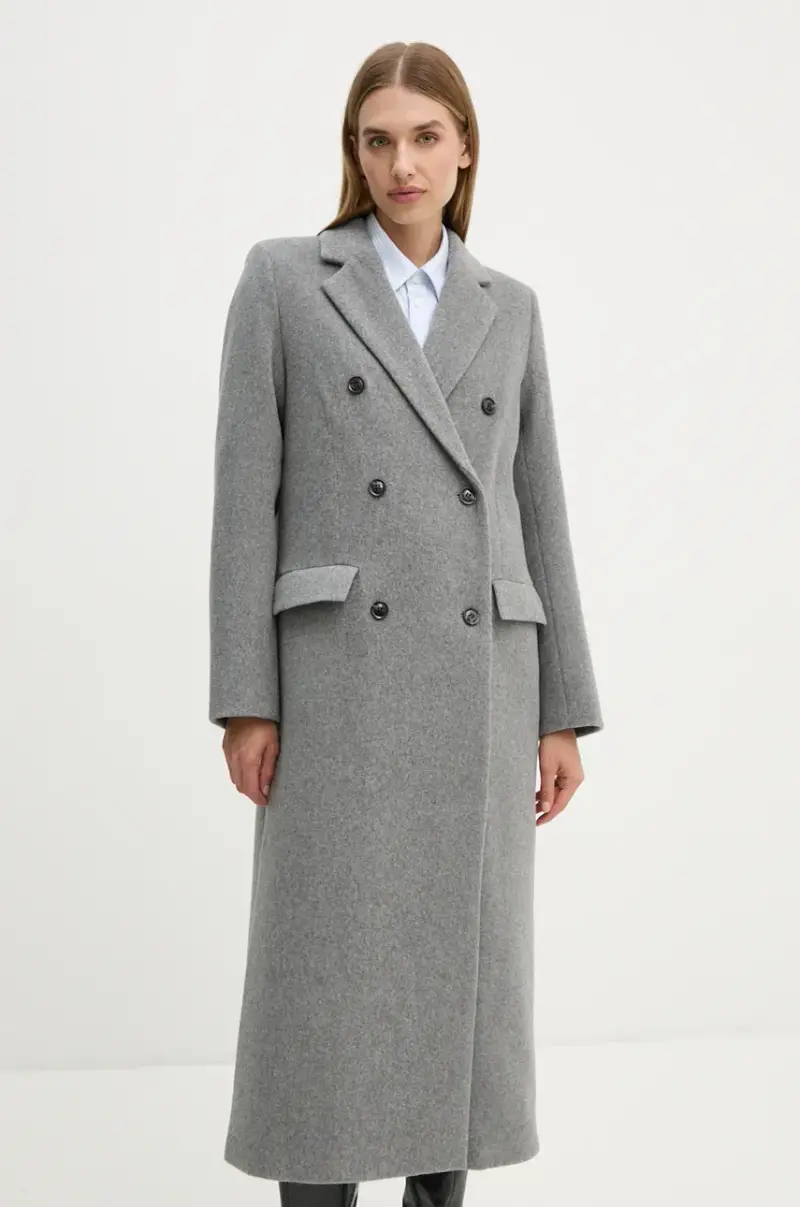 cappotto in lana colore beige Grigio miniatura 2