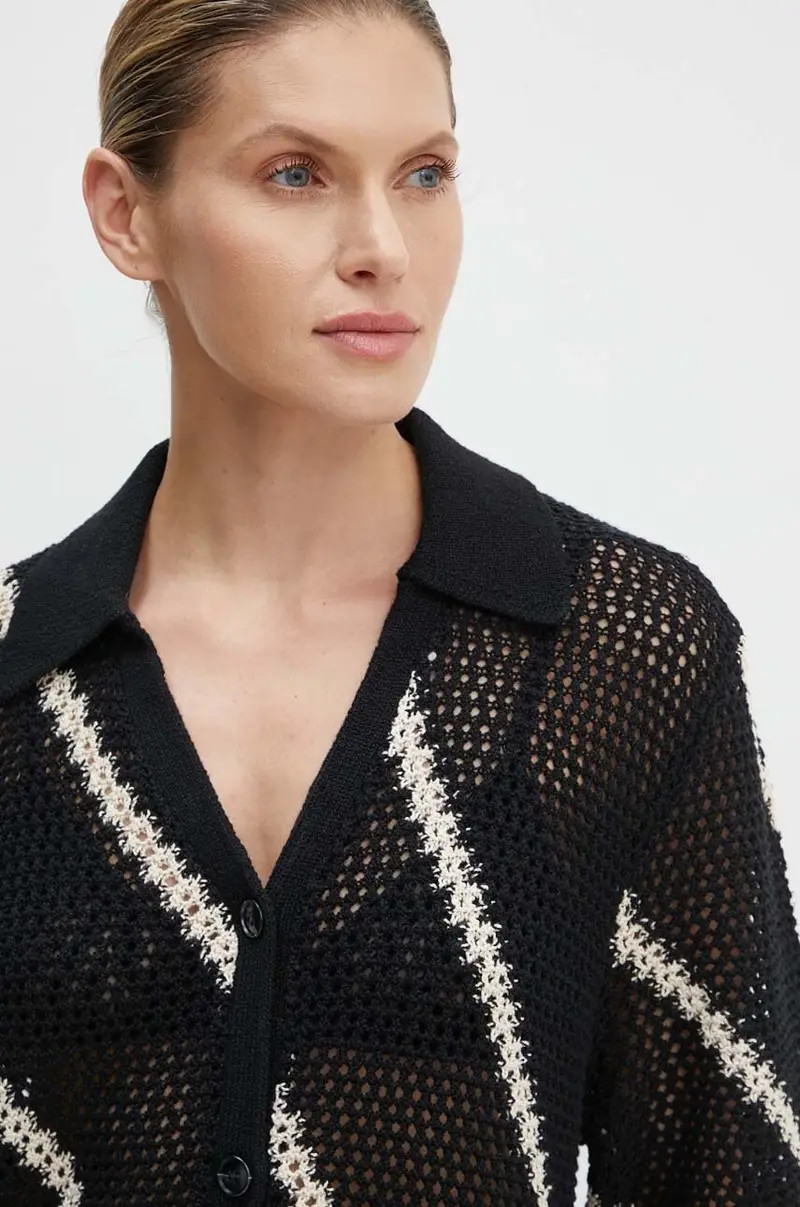 cardigan in cotone SAISHA colore nero F24200030 miniatura 4