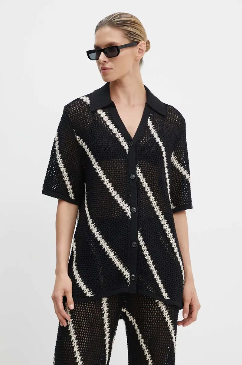 cardigan in cotone SAISHA colore nero F24200030