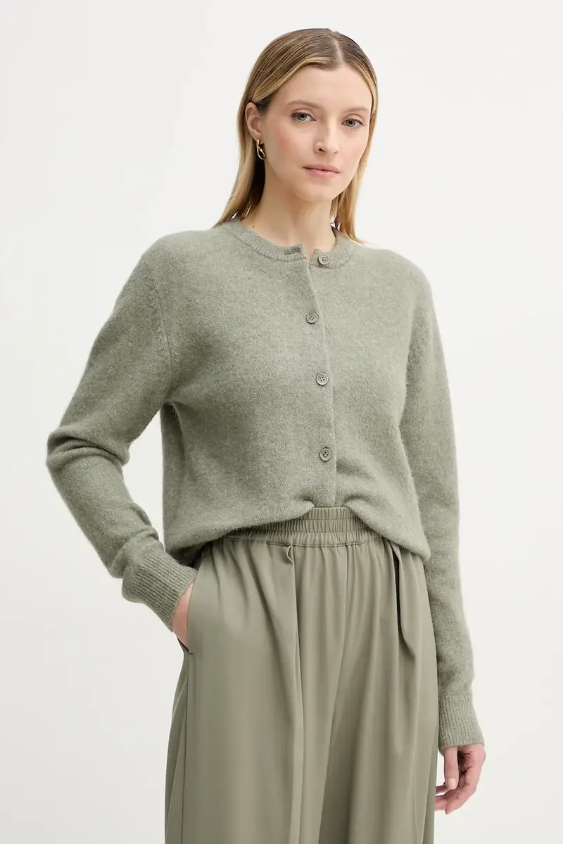 cardigan in lana NOR colore verde F16422744