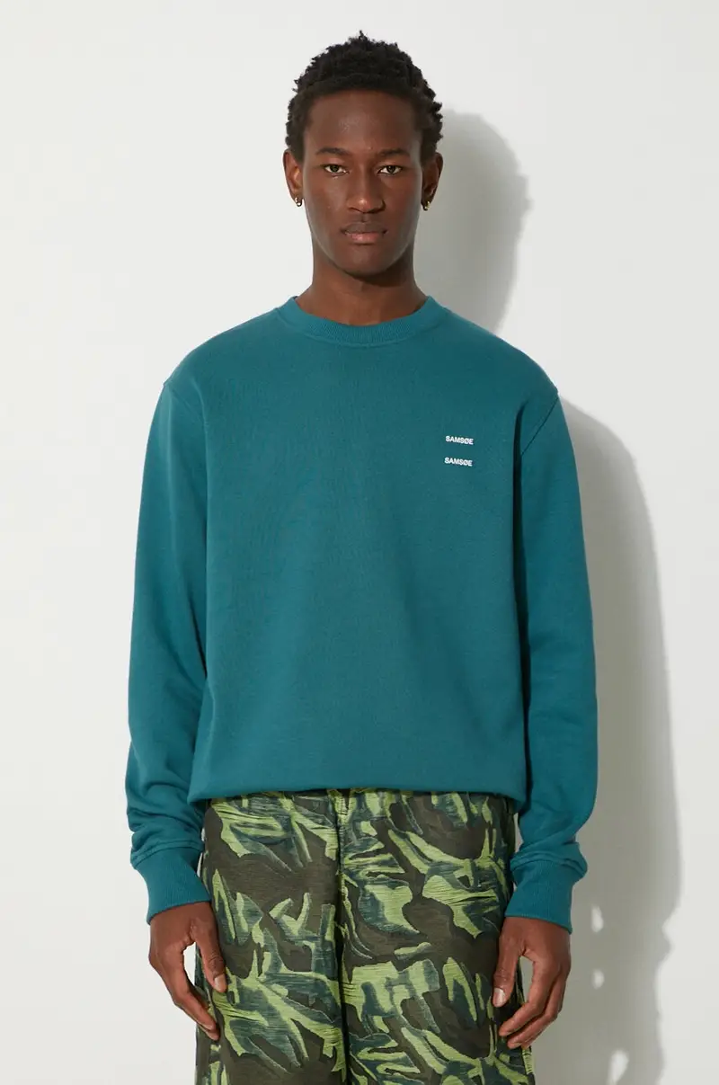 felpa in cotone uomo colore turchese