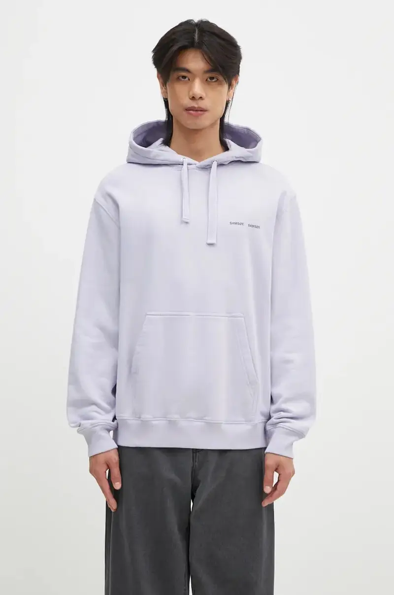 felpa in cotone uomo con cappuccio Violetto