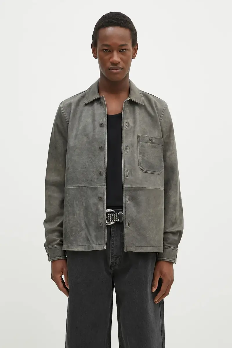 giacca in pelle Saruffo X C uomo colore grigio M24400053