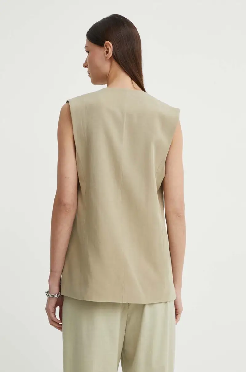 gilè con aggiunta di lino SALENI colore verde F24200181 miniatura 3